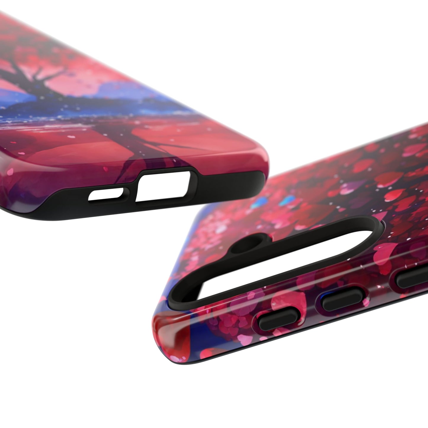 Heart Tree Phone Case — Romantic Red & Blue Protective Tough Case
