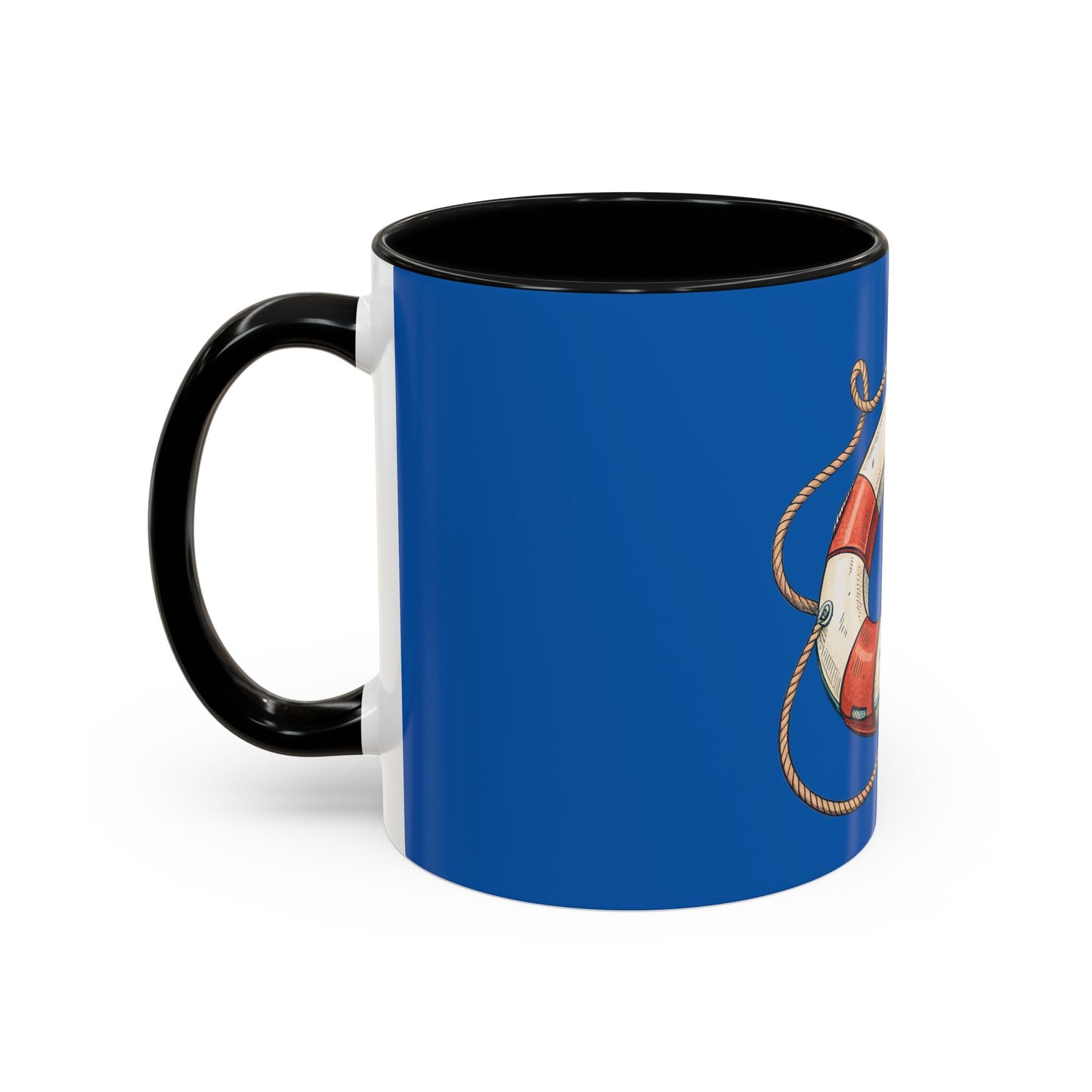 Lifesaver Accent Coffee Mug - Nautical Gift, Beach Decor, Sailor's Coffee Cup, Ocean Lover Mug, Summer Vibes