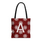 Monogram A Snowflake Tote Bag — Personalized Holiday AOP Tote