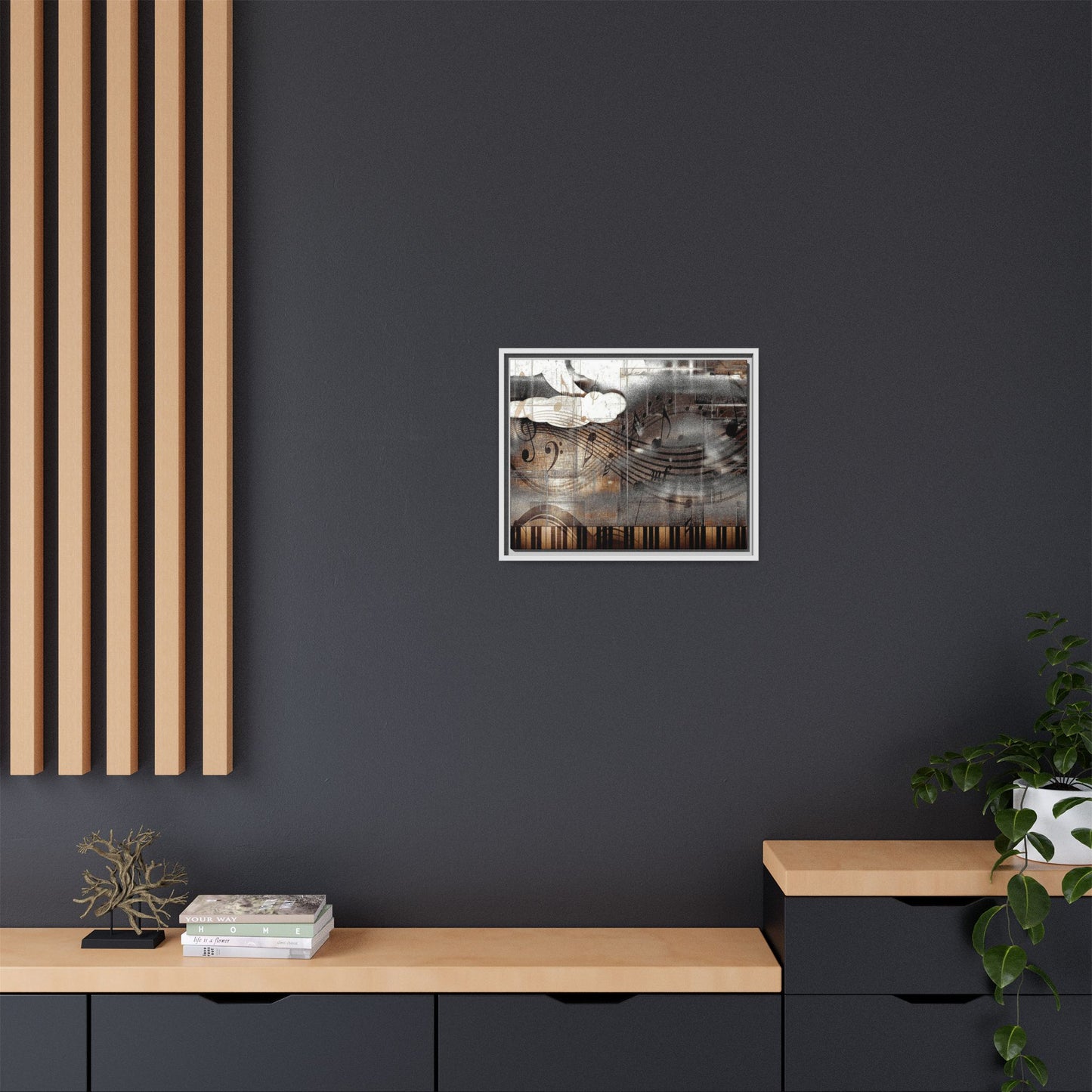 Framed Music Notes Canvas Print — Abstract Vintage Piano & Sheet Music Wall Art