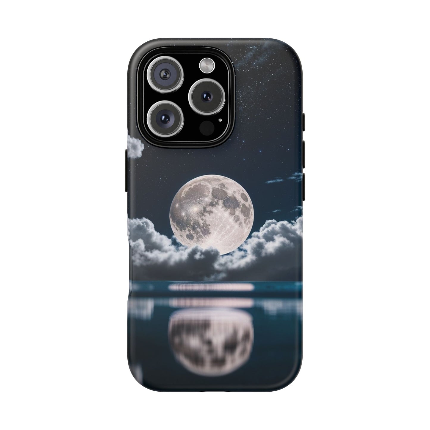 Moonlit Reflection Phone Case — Night Sky Moon & Clouds Tough Case