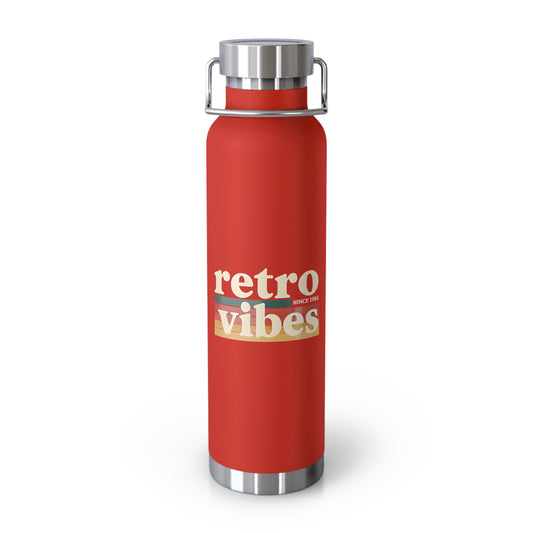 Retro Vibes Insulated Water Bottle, 22oz - Trendy Travel Flask, Stylish Hydration Gift for Fitness Lovers, Eco-Friendly Beverage Container