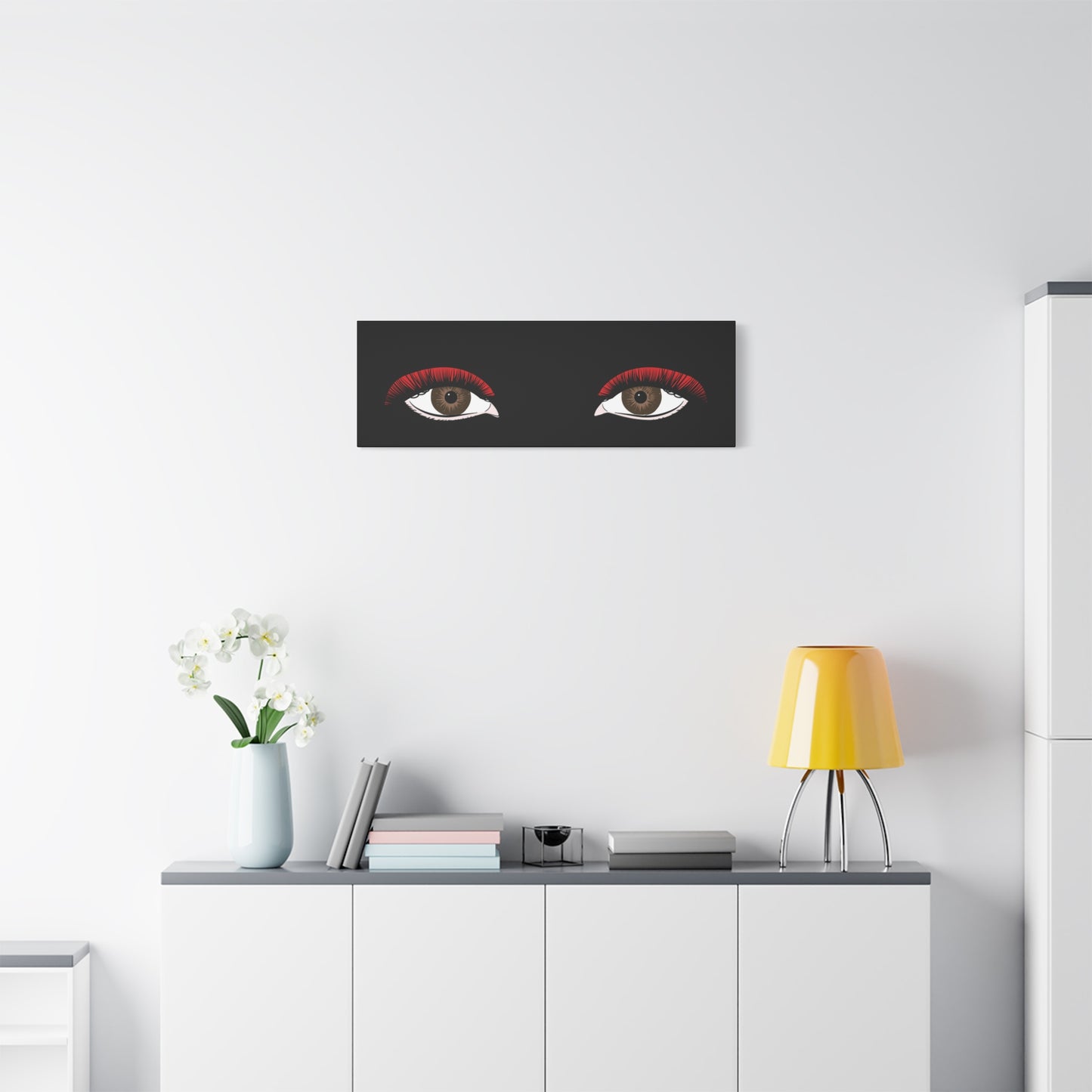 Red Lashes Wall Art Canvas — Glam Eyes Makeup Decor