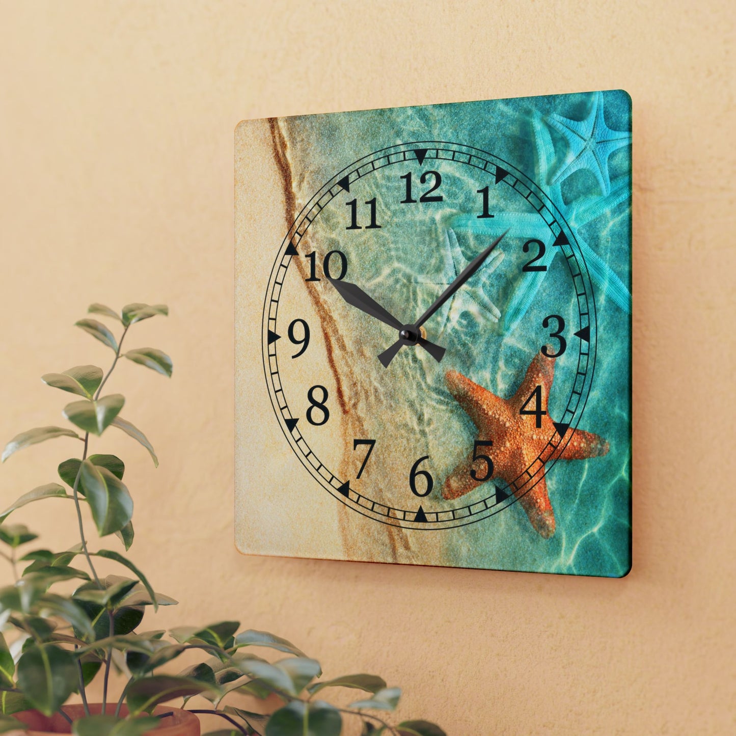 Beach Themed Acrylic Wall Clock, Coastal Decor, Ocean Vibes, Home Decor