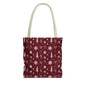 Christmas Snowflake Tote Bag – Burgundy Holiday Patterned Carryall