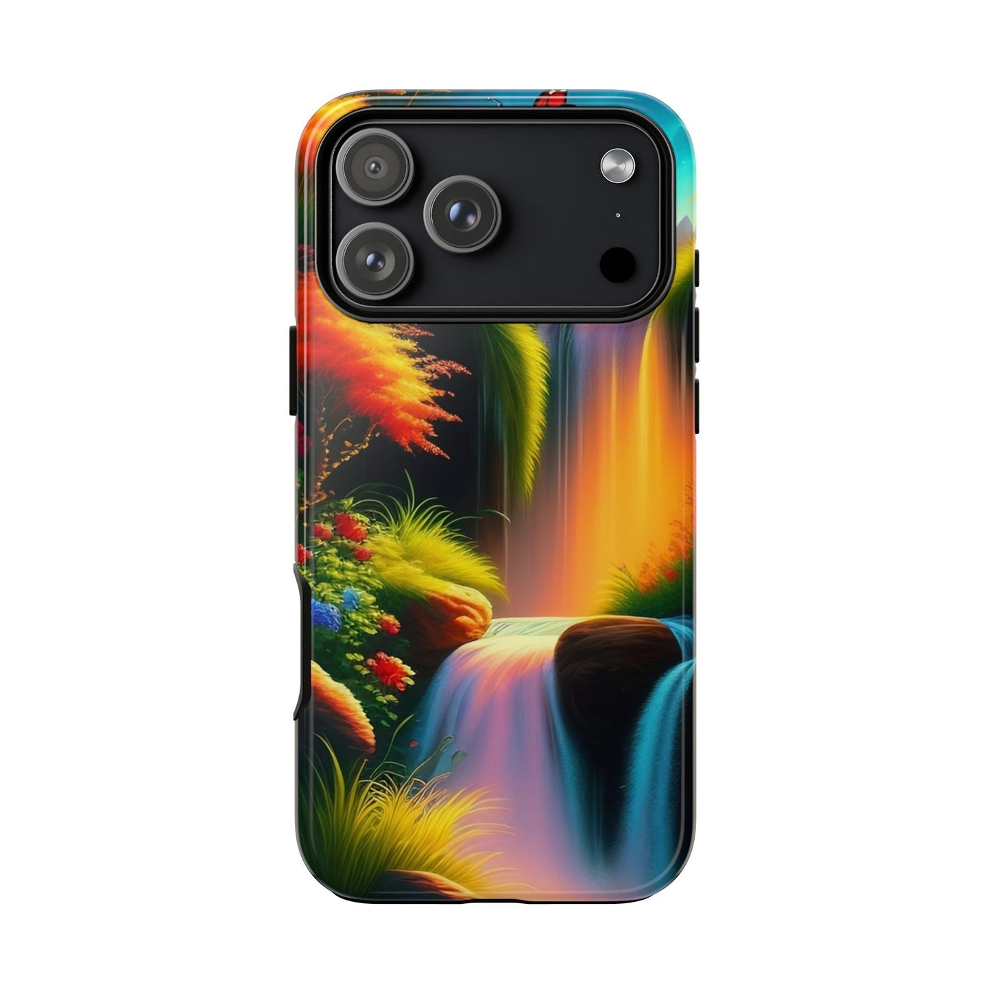 Phone Case - Vibrant Waterfall Landscape with Butterfly | Colorful Nature Protective Case