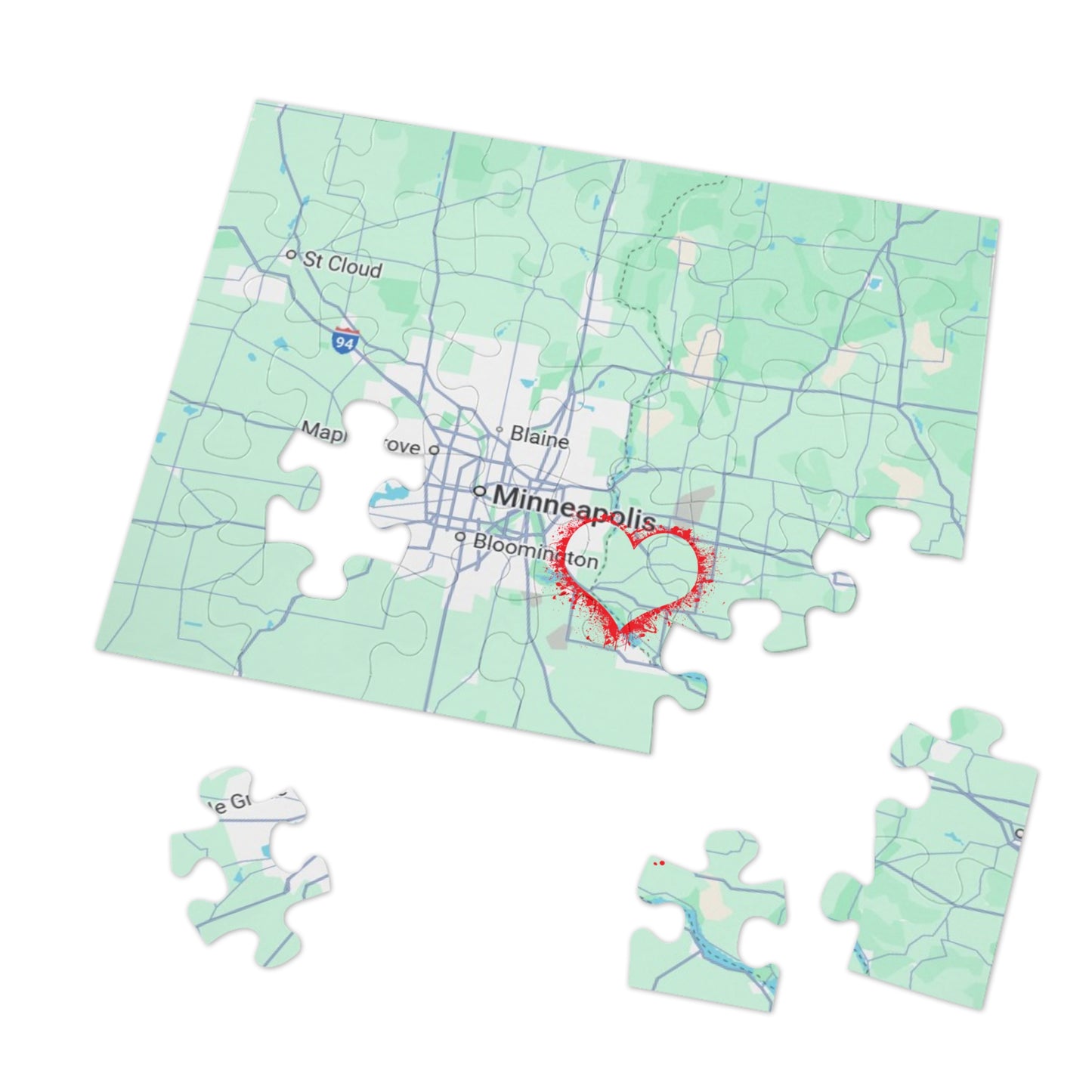 Heartwarming Minneapolis Jigsaw Puzzle with Tin, Personalized Gift, Home Decor, Family Activity, Travel Souvenir, Map Puzzle
