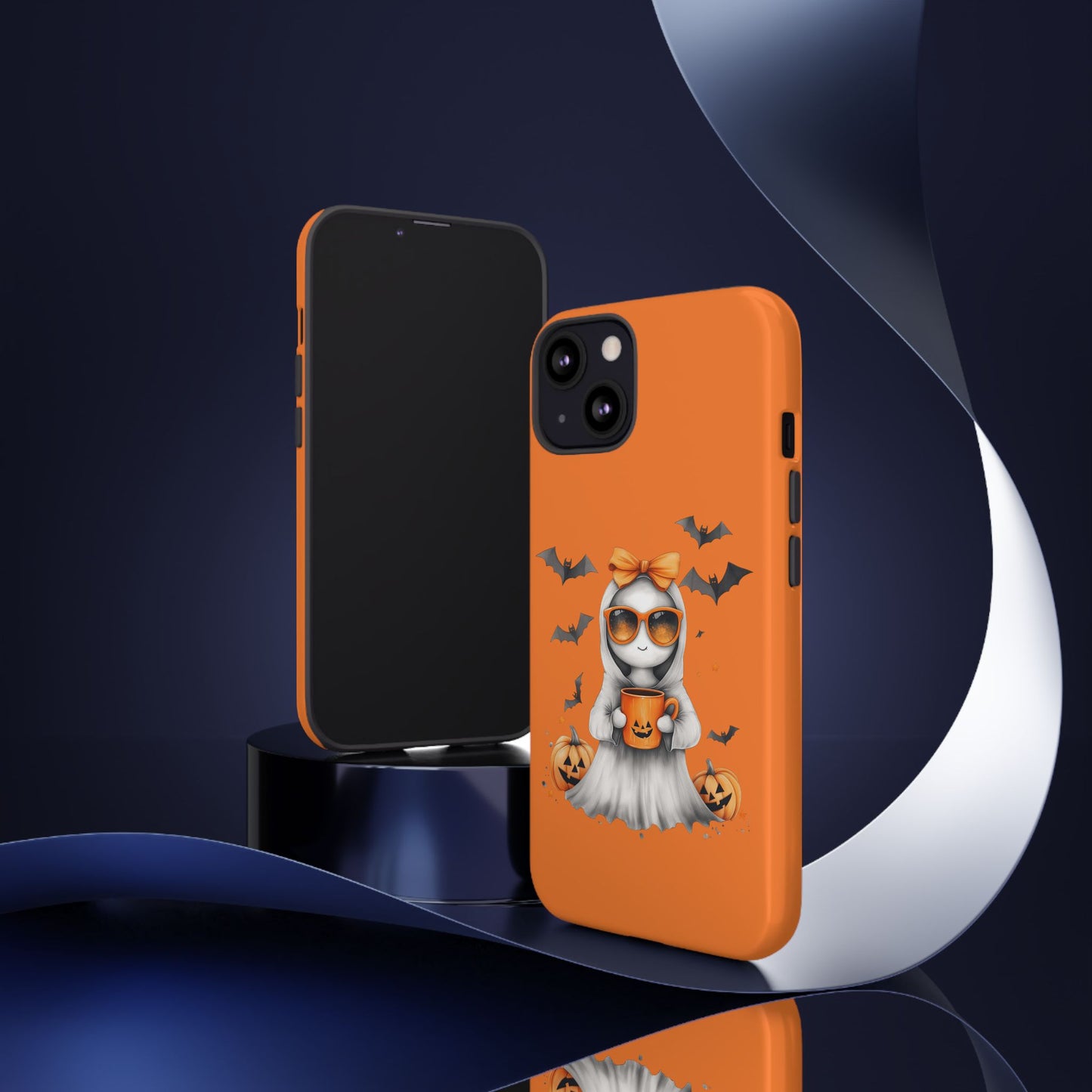 Halloween Ghost Phone Case, Cute Cat Ghost Case, Autumn Phone Cover, Spooky Season Gift, Trick or Treat Case
