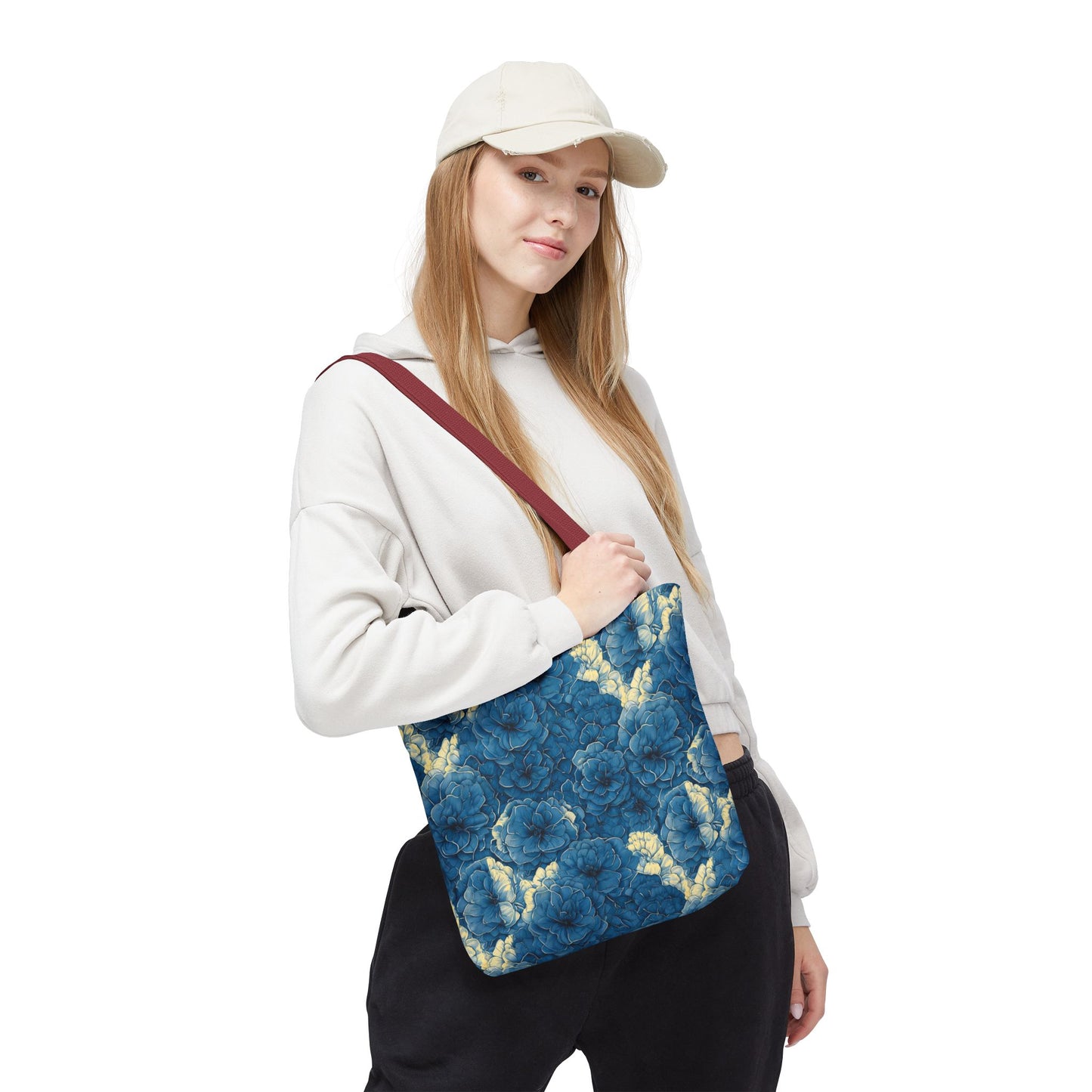 Floral Blue Peony Tote