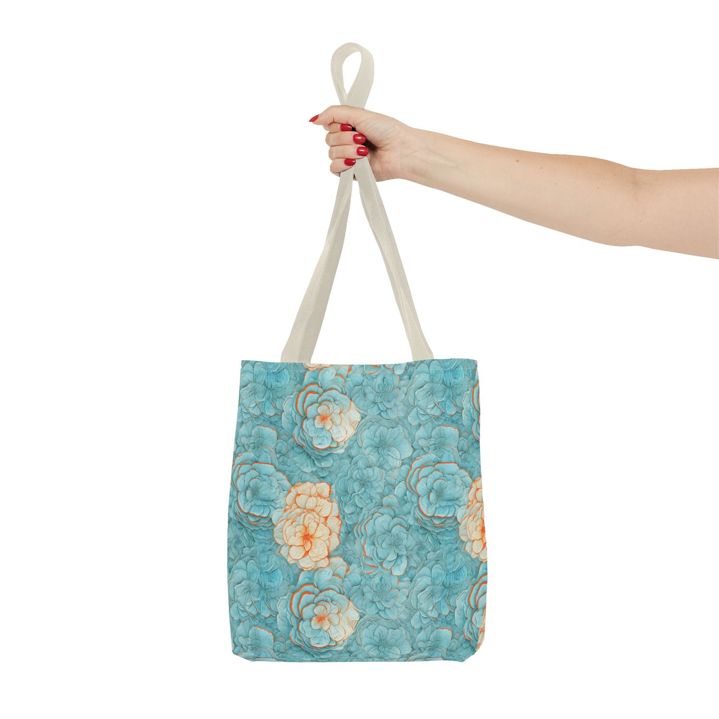 Floral Watercolor Tote Bag — Teal Succulent Pattern