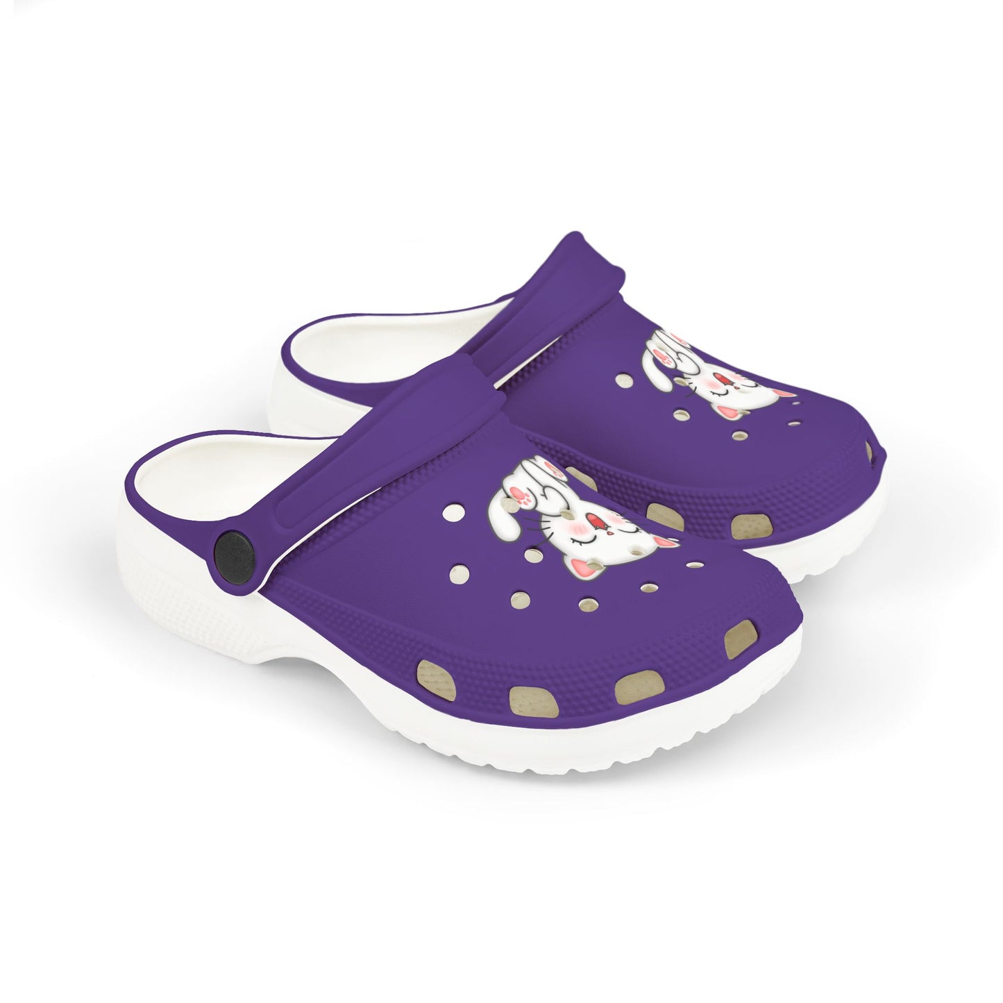 Cute Kid's Foam Clogs with Cat Design, Comfortable Summer Footwear