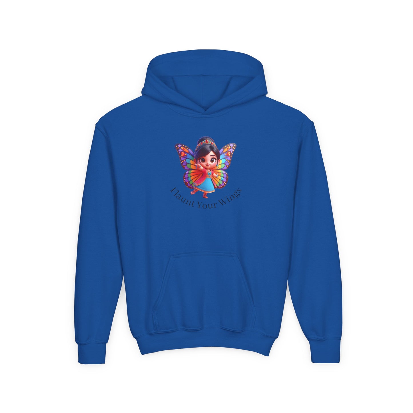 Inspirational Youth Hoodie - "Flaunt Your Wings", Cozy Sweatshirt, Gift for Teens, Motivational Apparel, Butterfly Design