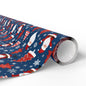 Christmas Santa Wrapping Paper Roll — Blue Festive Holiday Gift Wrap with Santa, Snowflakes & Stockings