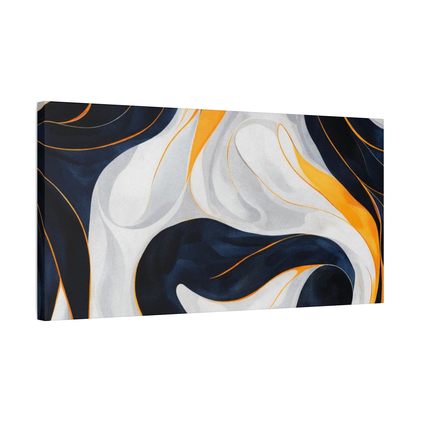 Abstract Navy & Gold Swirl Matte Canvas Wall Art