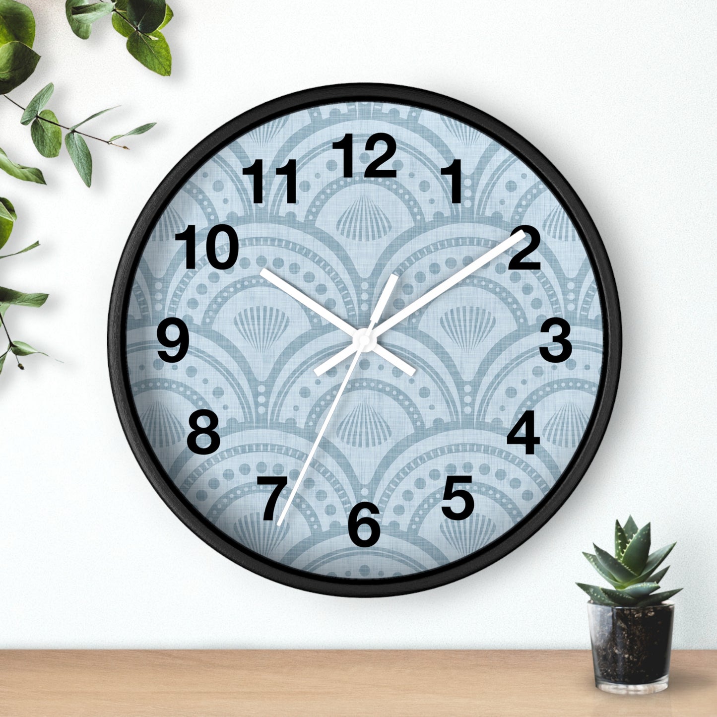 Coastal Blue Art Deco Wall Clock