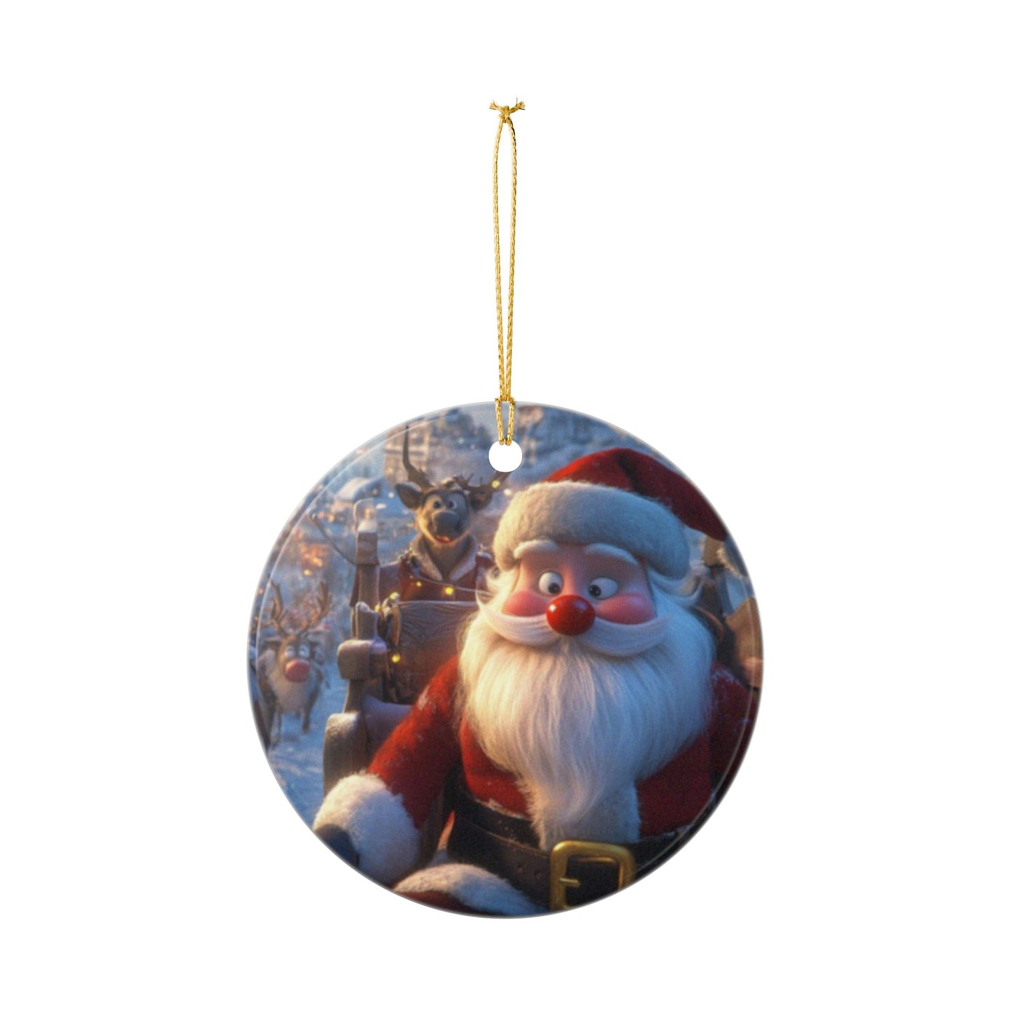 Christmas Ceramic Ornaments, Personalized Holiday Decor, 2-Sided Santa Gift, Festive Tree Decoration, Unique Keepsake