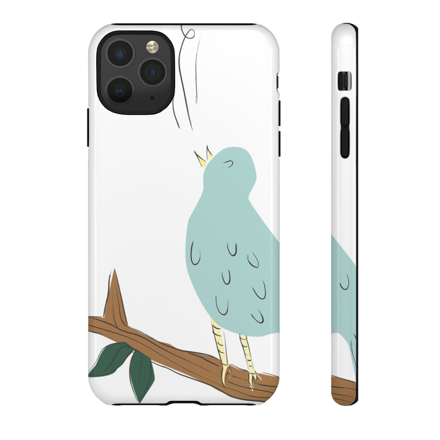 Birdsong Phone Case — Cute Blue Bird on Branch Protective Case