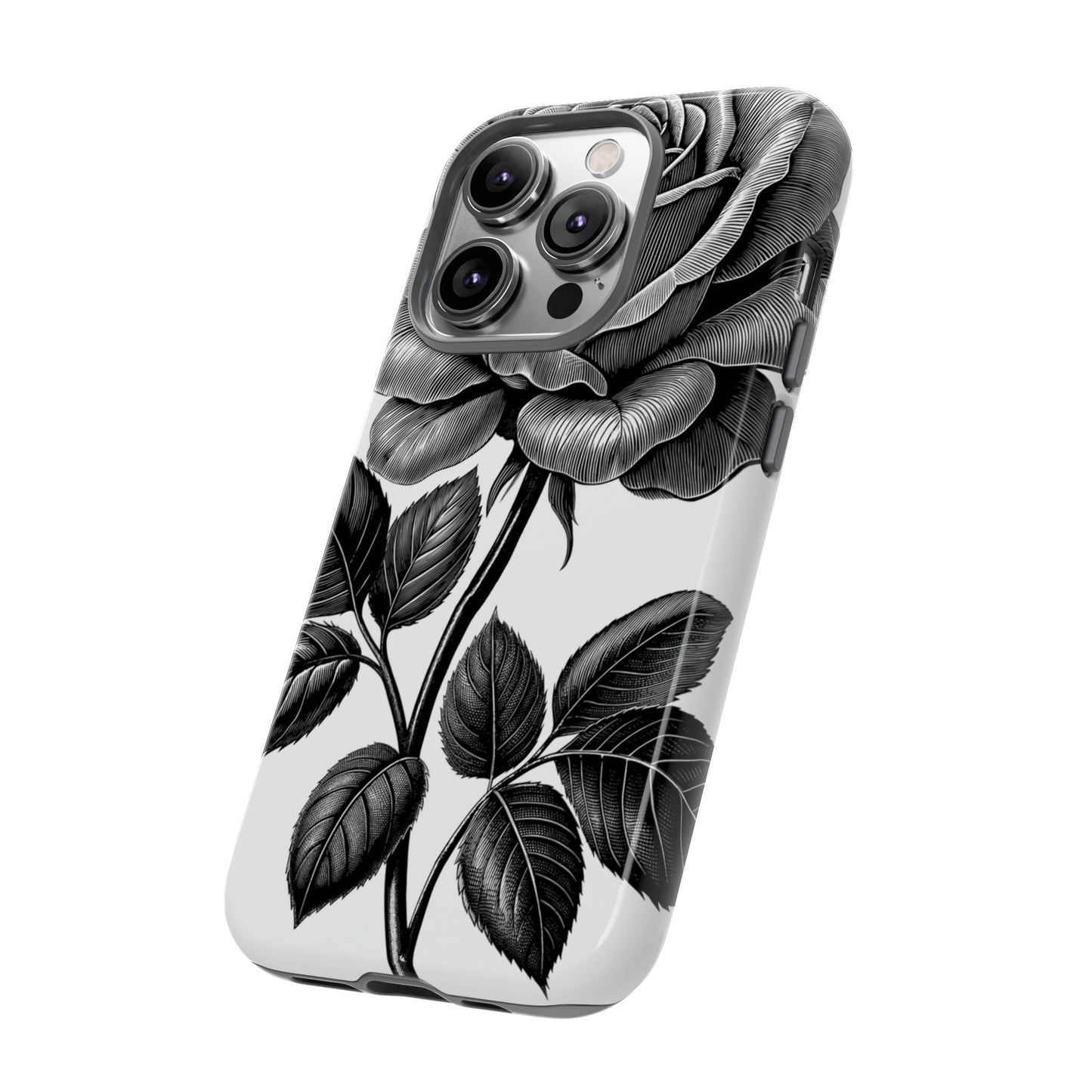 Elegant Floral Phone Case - Tough Cases, Black Rose Design, Floral Phone Cover, Stylish Phone Accessory, Gift for Her, Mother's Day