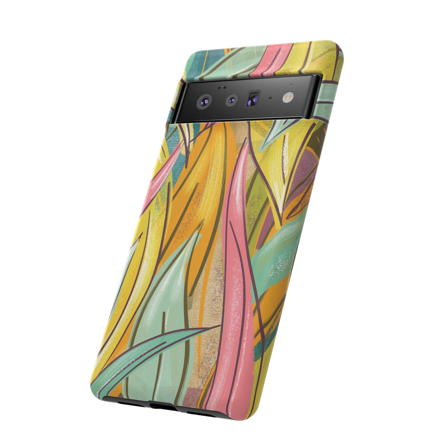 Vibrant Phone Case with Colorful Leaf Design, Tough Cases for Nature Lovers, Eco-Friendly Gift, Summer Vibes, Floral Phone Cover
