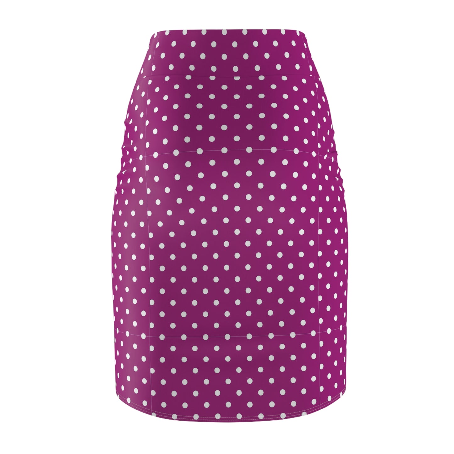 Purple Polka Dot Pencil Skirt — Retro Feminine Office & Party Wear