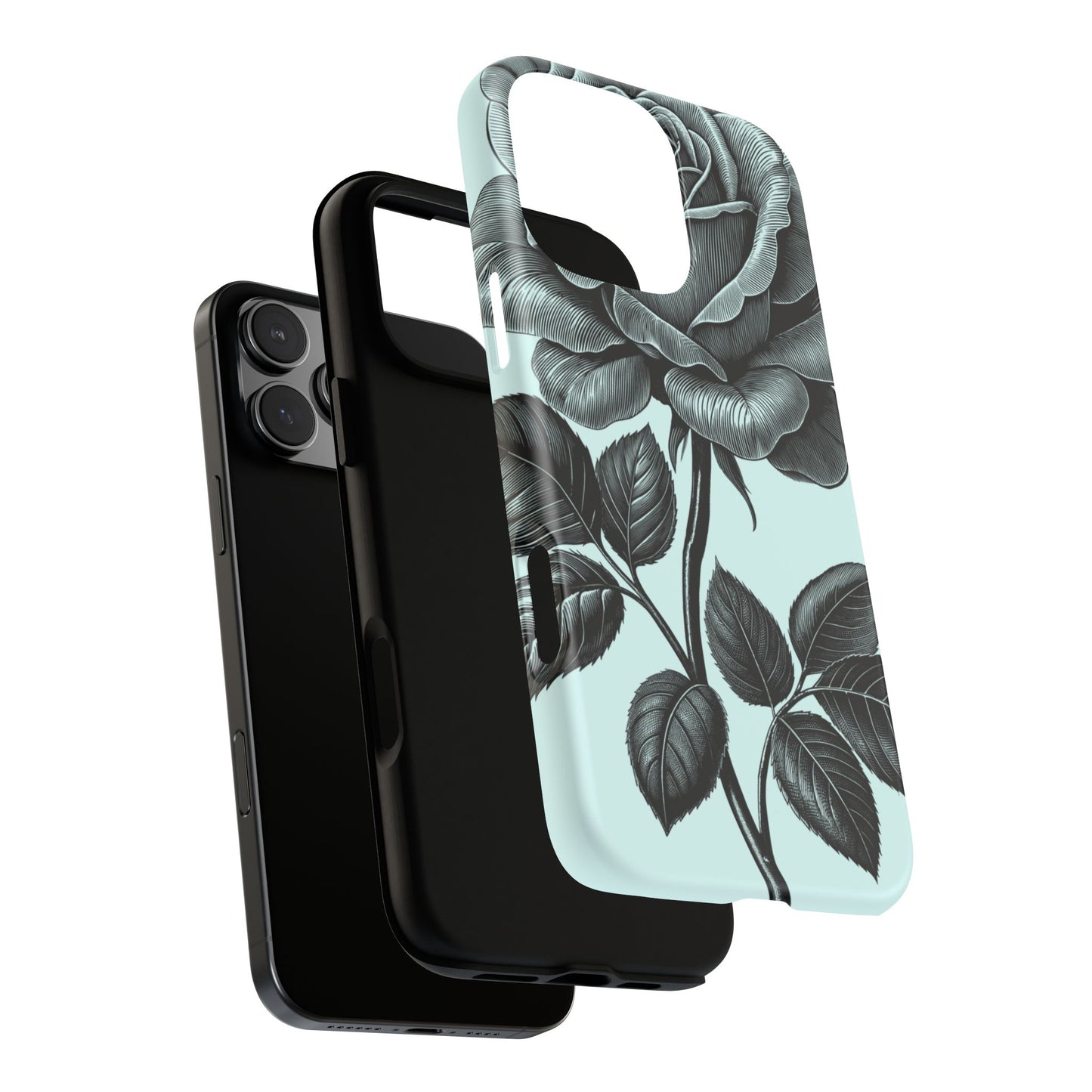 Elegant Floral Phone Case, Tough Cases for iPhones, Black Rose Design, Gift for Her, Stylish Phone Cover, Birthday Gifts