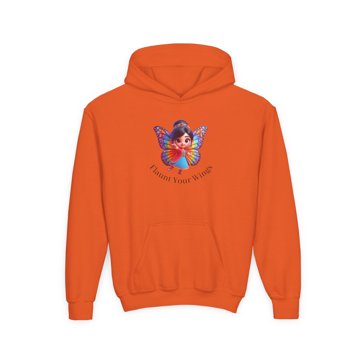 Inspirational Youth Hoodie - "Flaunt Your Wings", Cozy Sweatshirt, Gift for Teens, Motivational Apparel, Butterfly Design