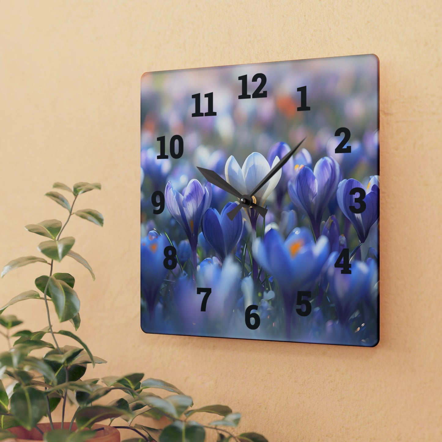 Elegant Floral Acrylic Wall Clock, Home Decor, Wall Art, Gift for Her
