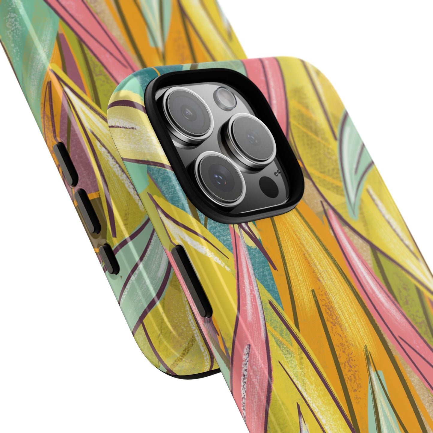 Vibrant Phone Case with Colorful Leaf Design, Tough Cases for Nature Lovers, Eco-Friendly Gift, Summer Vibes, Floral Phone Cover