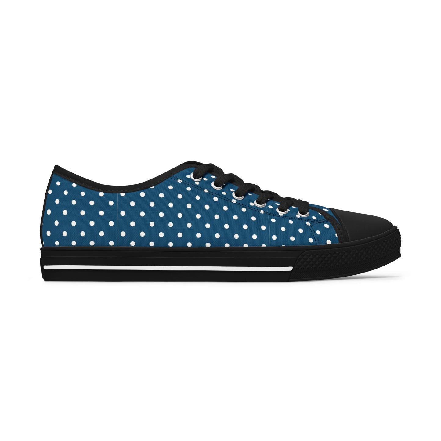 Polka Dot Low Top Sneakers — Navy White Retro Casual Shoes