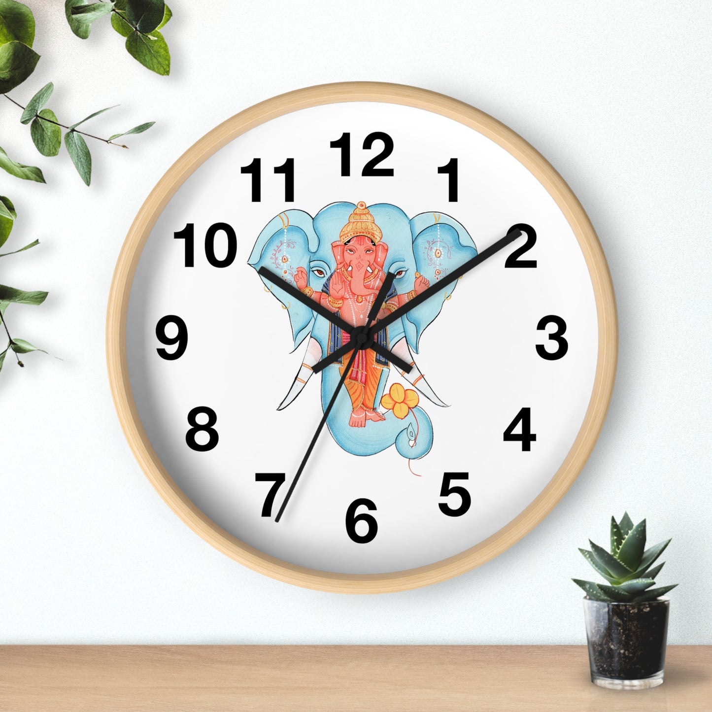 Ganesha Wall Clock, Hindu Home Decor, Spiritual Gift, Boho Wall Art, Timeless Decoration, Unique Timepiece