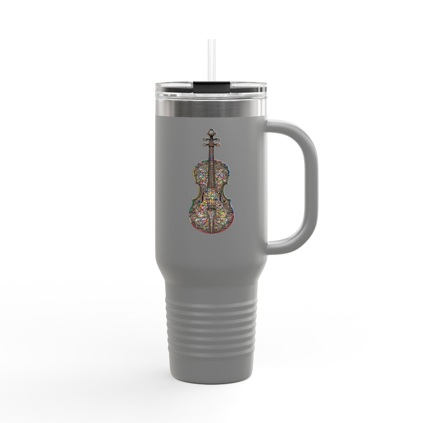 Colorful Violin Insulated Travel Mug - Perfect for Music Lovers, Gifts for Musicians, 40oz Tumbler, Travel Cup for Coffee, Unique Drinkware