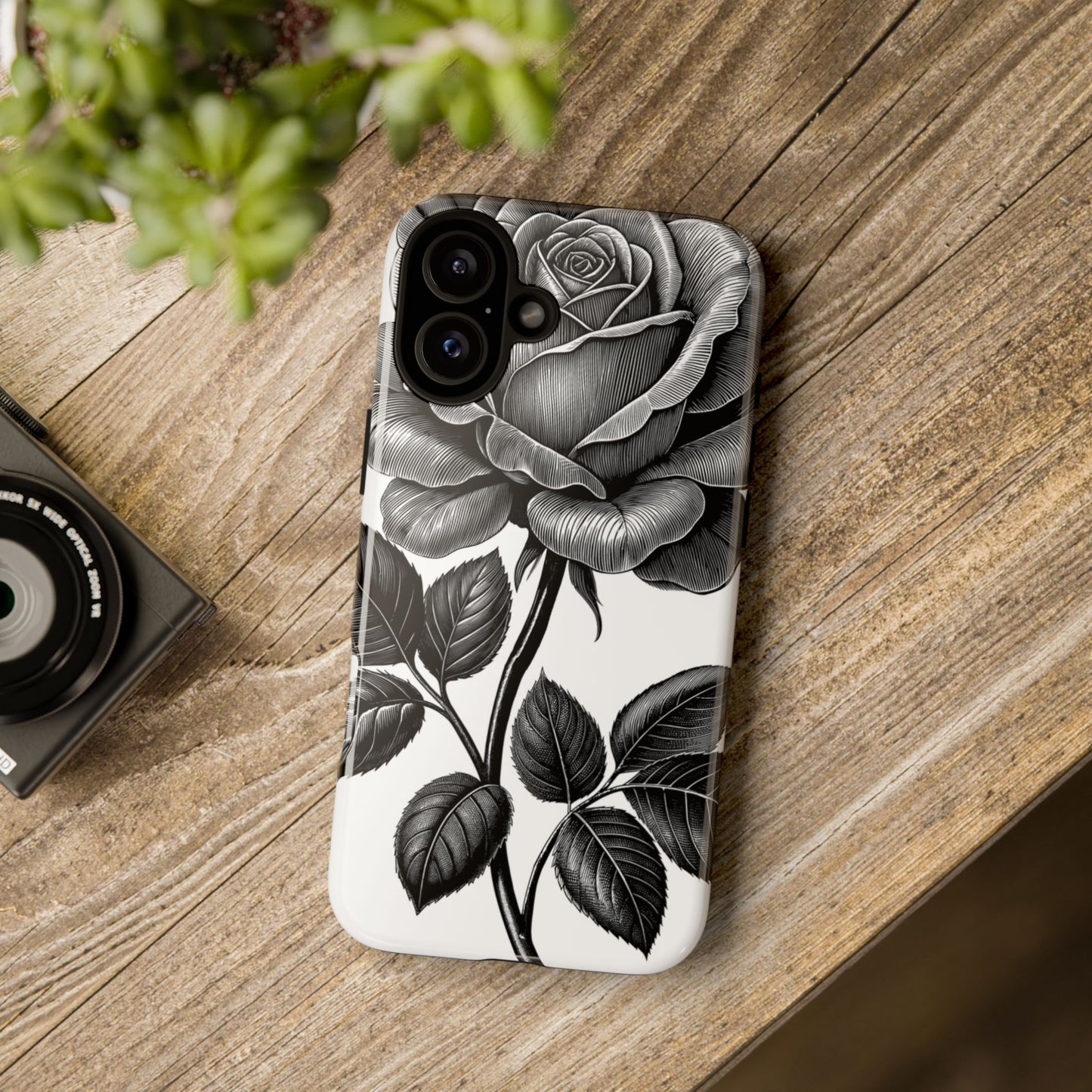 Elegant Floral Phone Case - Tough Cases, Black Rose Design, Floral Phone Cover, Stylish Phone Accessory, Gift for Her, Mother's Day
