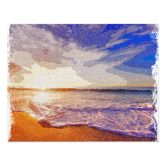 Beach Sunset Jigsaw Puzzle with Tin - Perfect for Family Nights, Gifts, Relaxation, and Home Decor