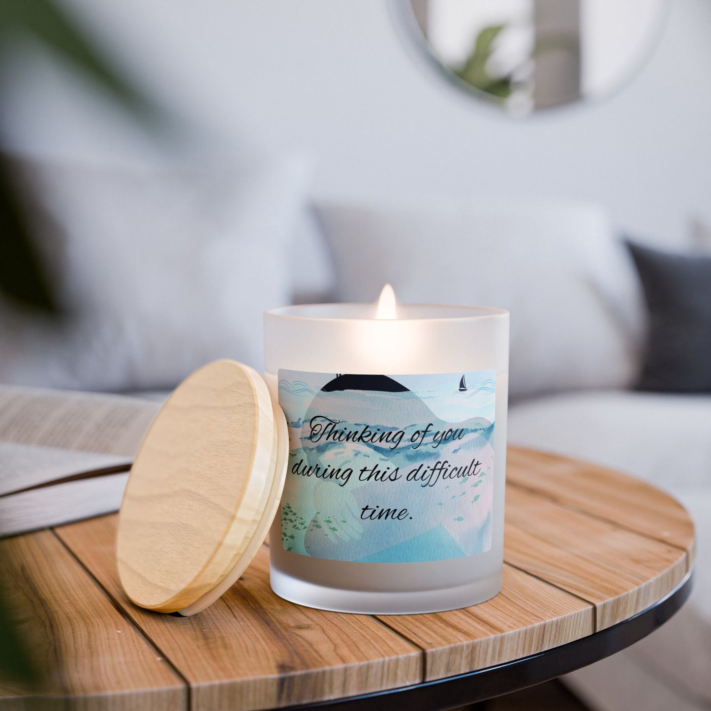 Frosted Glass Candle - Thinking of You, Relaxing Home Decor, Thoughtful Gift, Aromatherapy Candle, Scented Candle for Comfort