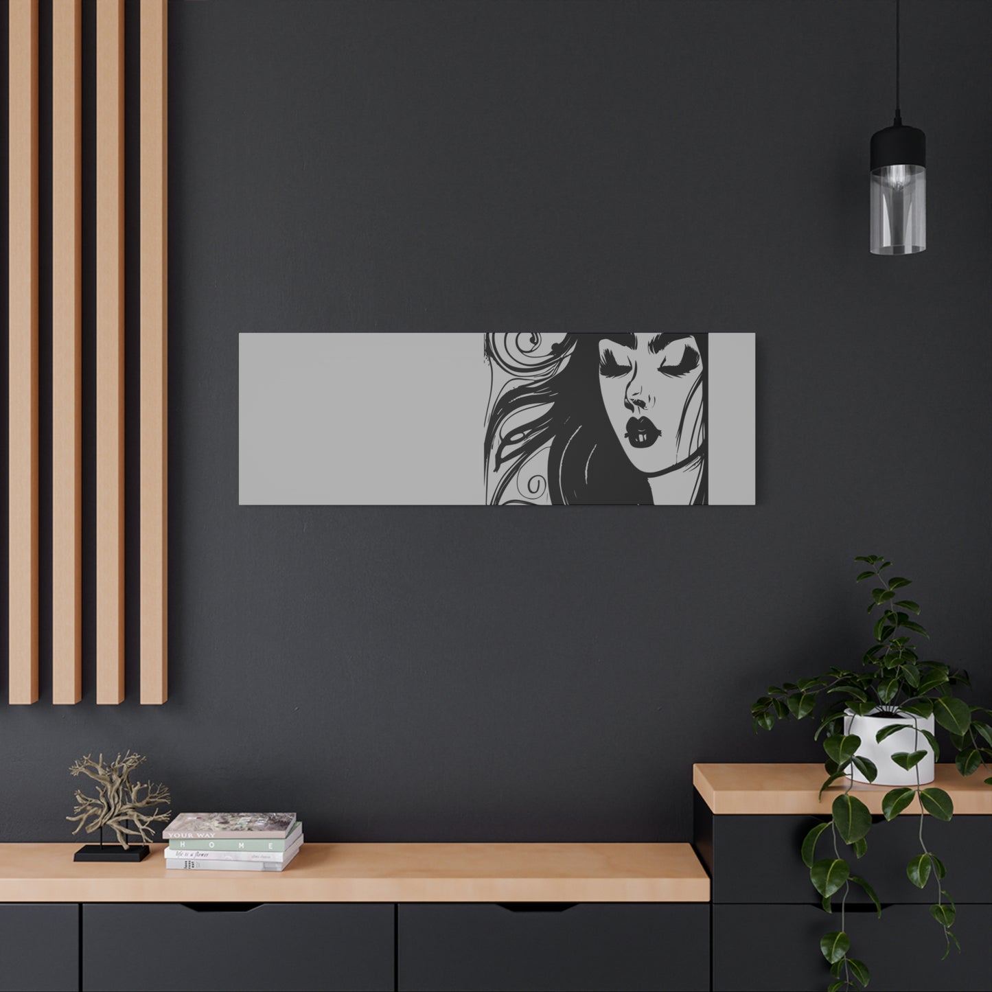 Gothic Woman Portrait Canvas Art — Matte Stretched Wall Decor
