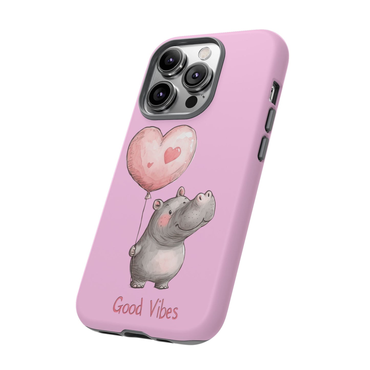 Cute Hippo Phone Case | Good Vibes, Gift for Friends, Cute Phone Accessories, Animal Lover Gift, Happy Phone Cover