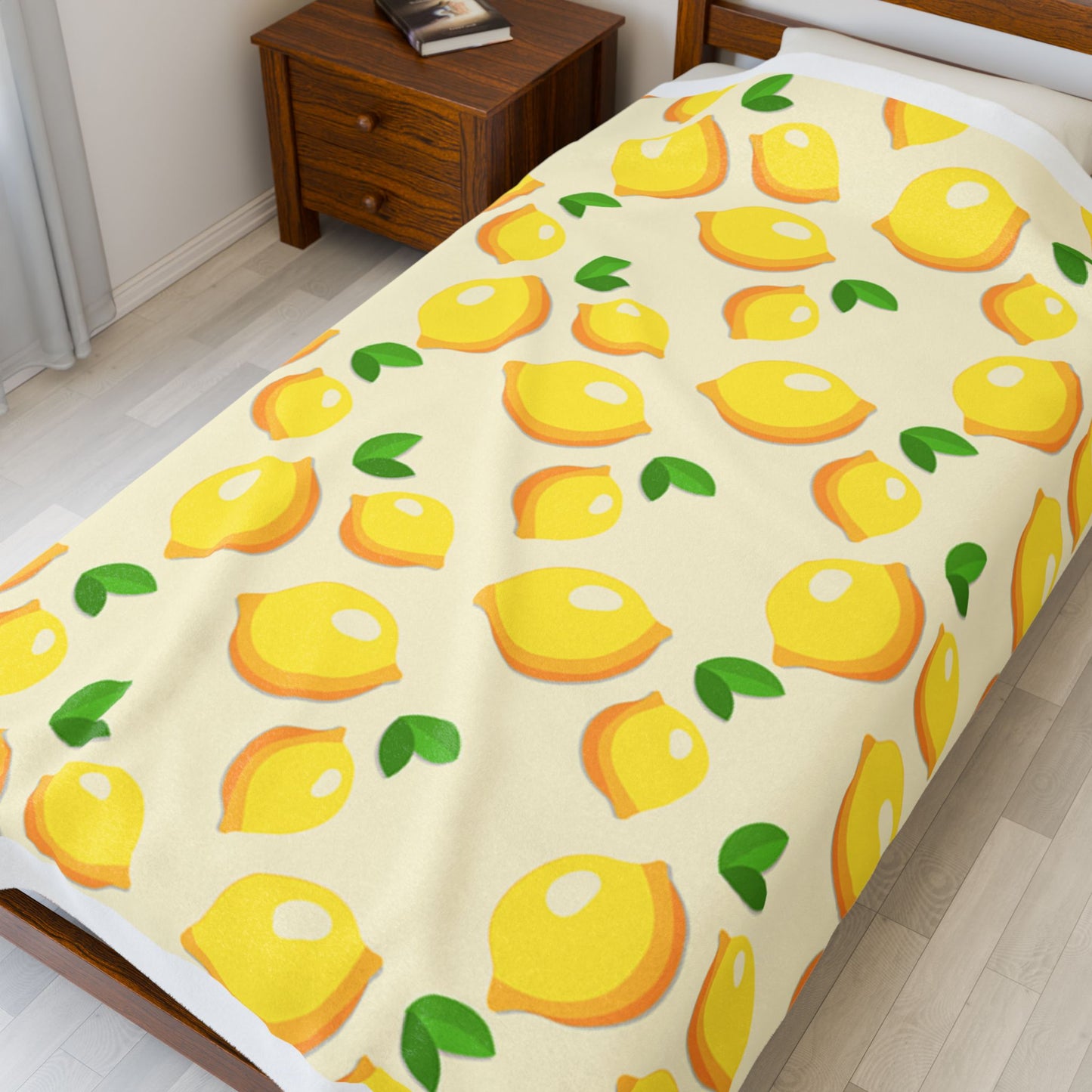 Lemon Pattern Velveteen Plush Blanket – Cozy for Home, Cute Gift