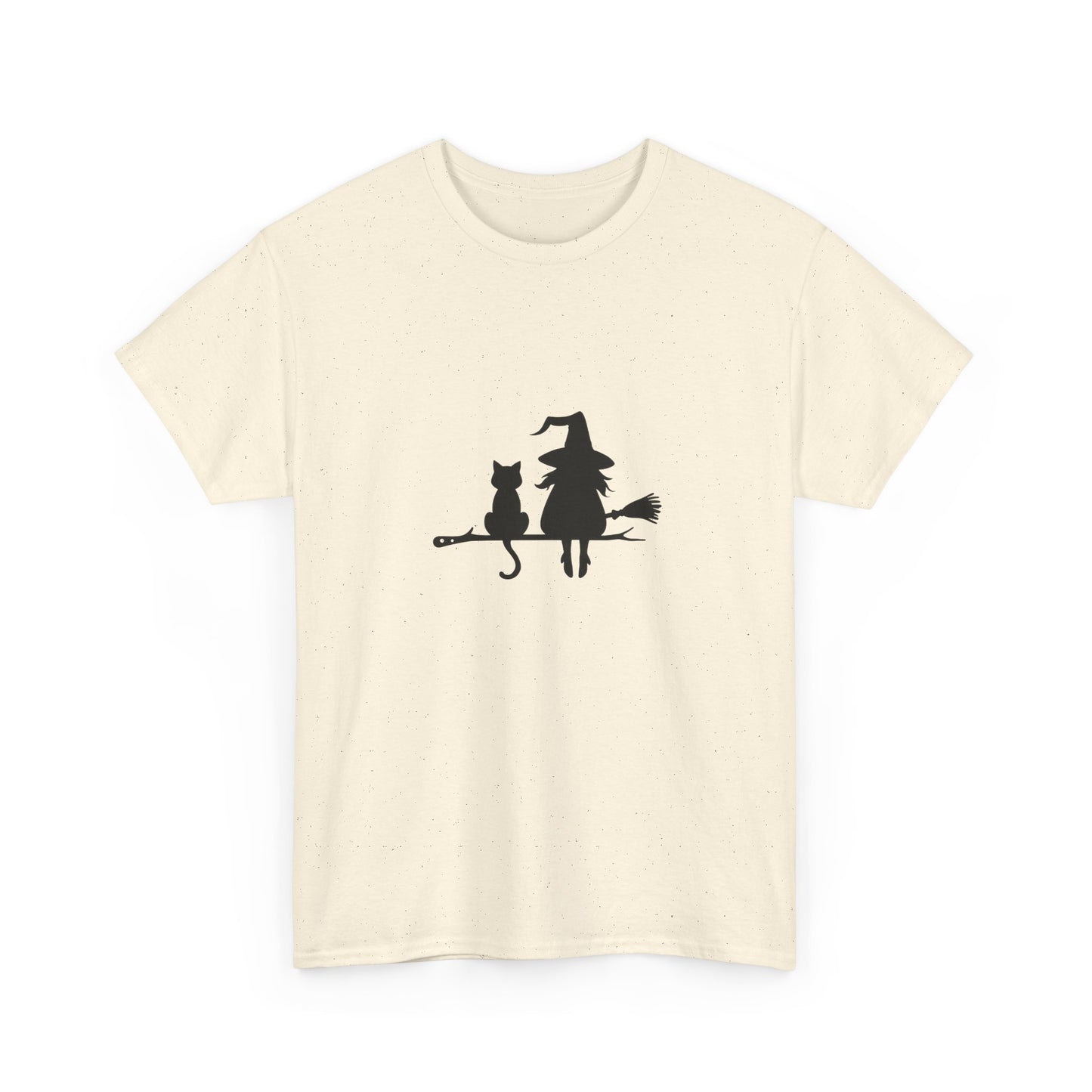 Witch and Cat Tee | Spooky Unisex Shirt for Halloween | Cute Witchwear for Cat Lovers | Fall Wardrobe Essential | Gift for Magical Friends