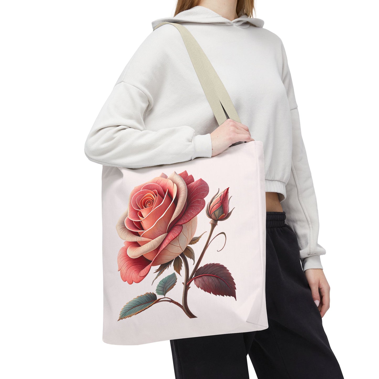 Romantic Floral Tote Bag, Rose Design, Chic Bag, Stylish Carryall, Perfect Gift for Her, Everyday Use, Eco-Friendly