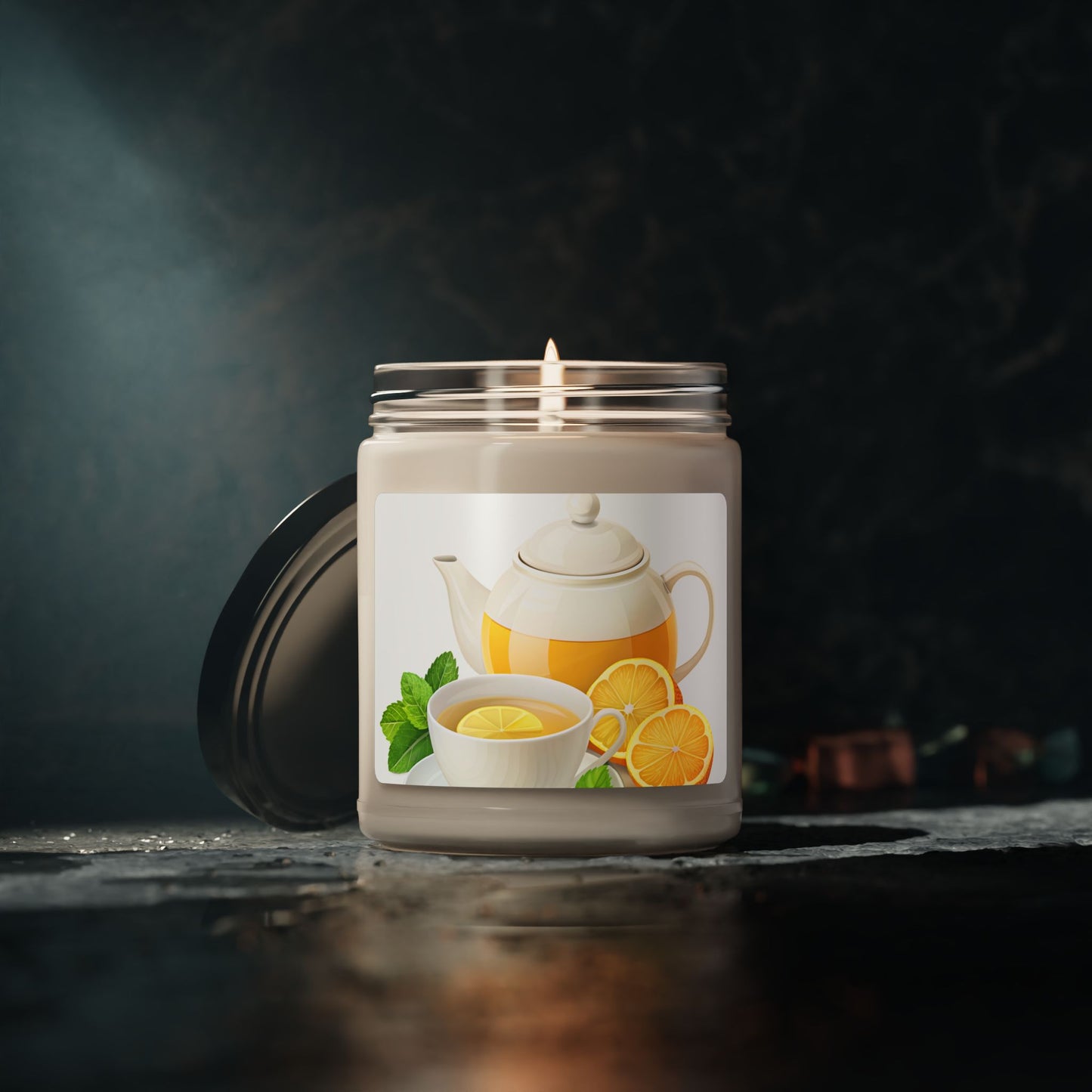 Lemon Tea Soy Candle — 9oz Scented Jar (Fresh Citrus & Herbal Notes)