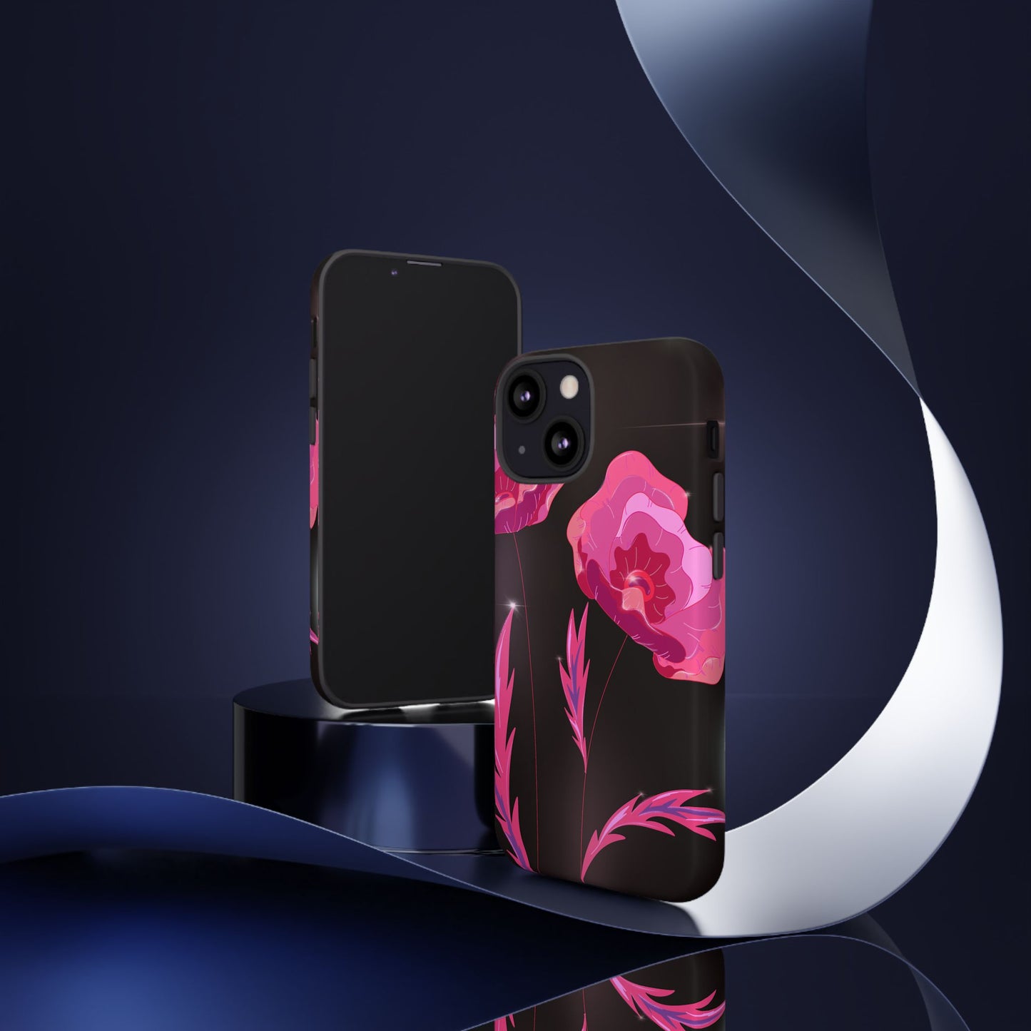 Floral iPhone Case | Tough Cases with Pink Poppy Design, Elegant Flower Phone Cover, Gift for Her, Spring Accessories, Chic Tech
