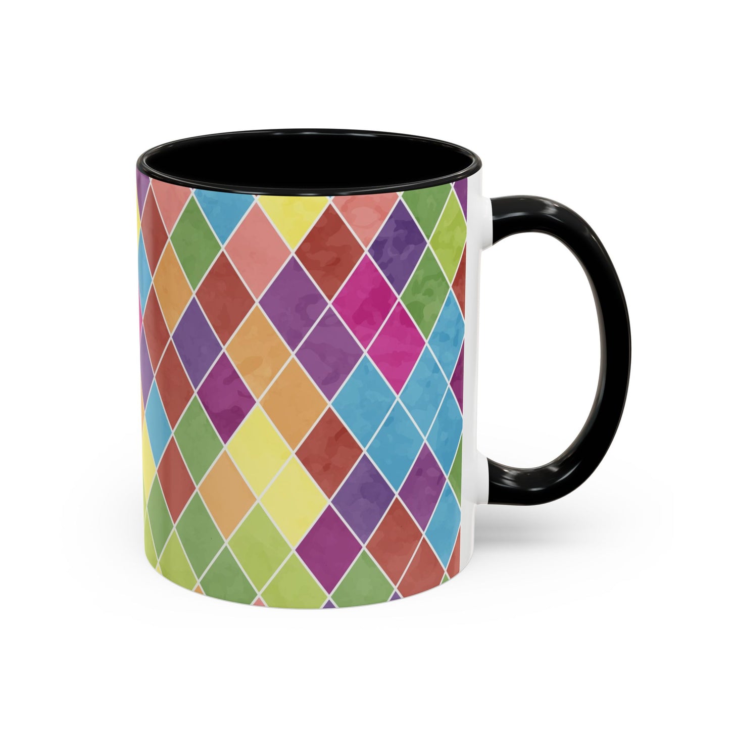 Colorful Diamond Pattern Coffee Mug, Coffee Lover Gift, Bright Kitchen Decor, Artistic Mug, Vibrant Drinkware