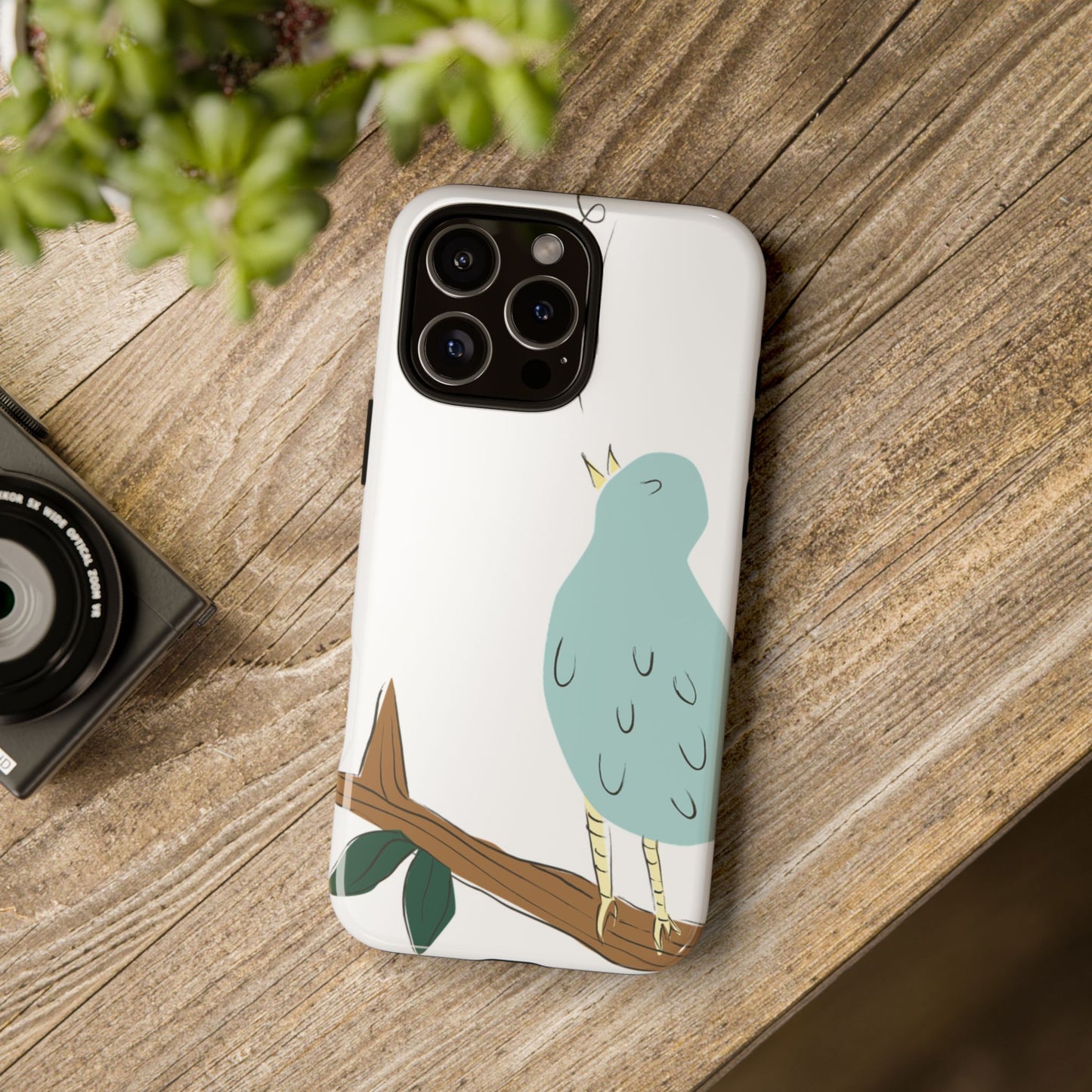 Birdsong Phone Case — Cute Blue Bird on Branch Protective Case