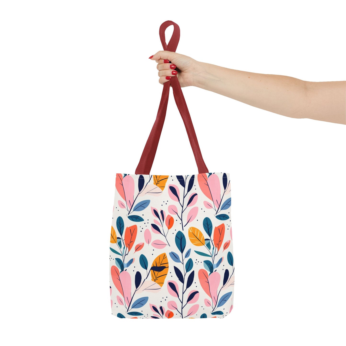 Floral Leaves Tote Bag — Colorful Botanical All-Over Print Bag
