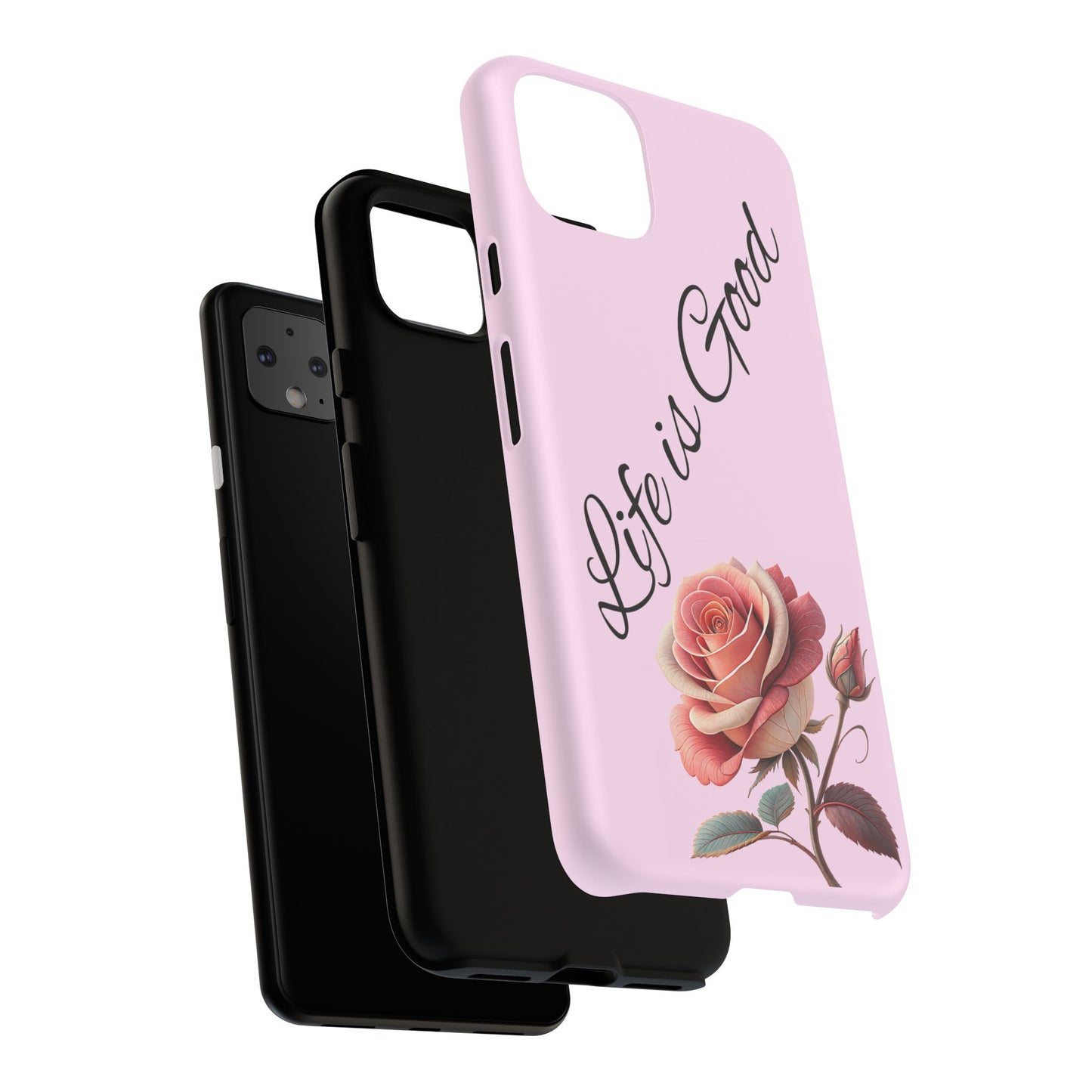Roses & Positivity Phone Case - Floral Design, Life is Good, Tough Cases for Everyday Wear, Gift for Friends, Mother's Day, Spring [...]