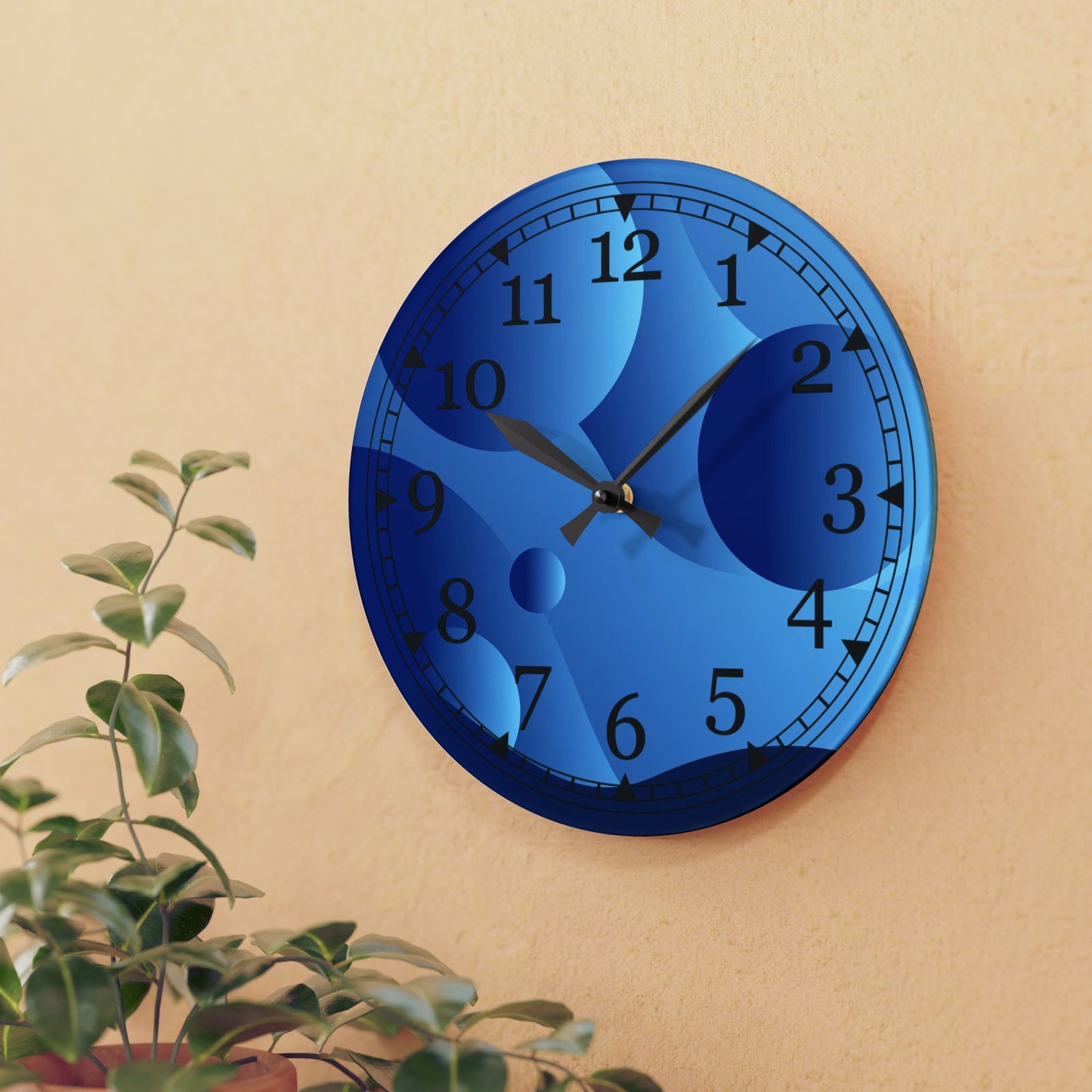 Ocean Waves Acrylic Wall Clock, Coastal Home Decor