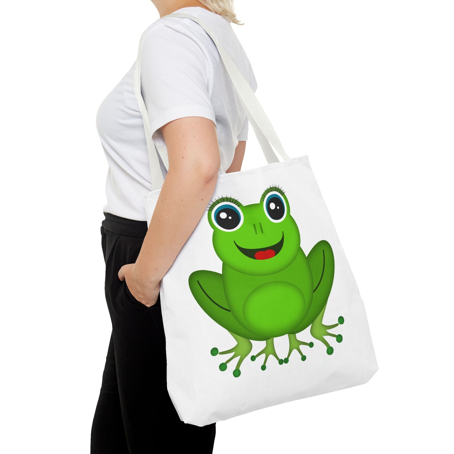 Cute Frog Tote Bag, Eco-Friendly Shopping Bag, Fun Gift for Kids, Frog Lovers, Bag for Nature Outings, Unique Frog Design