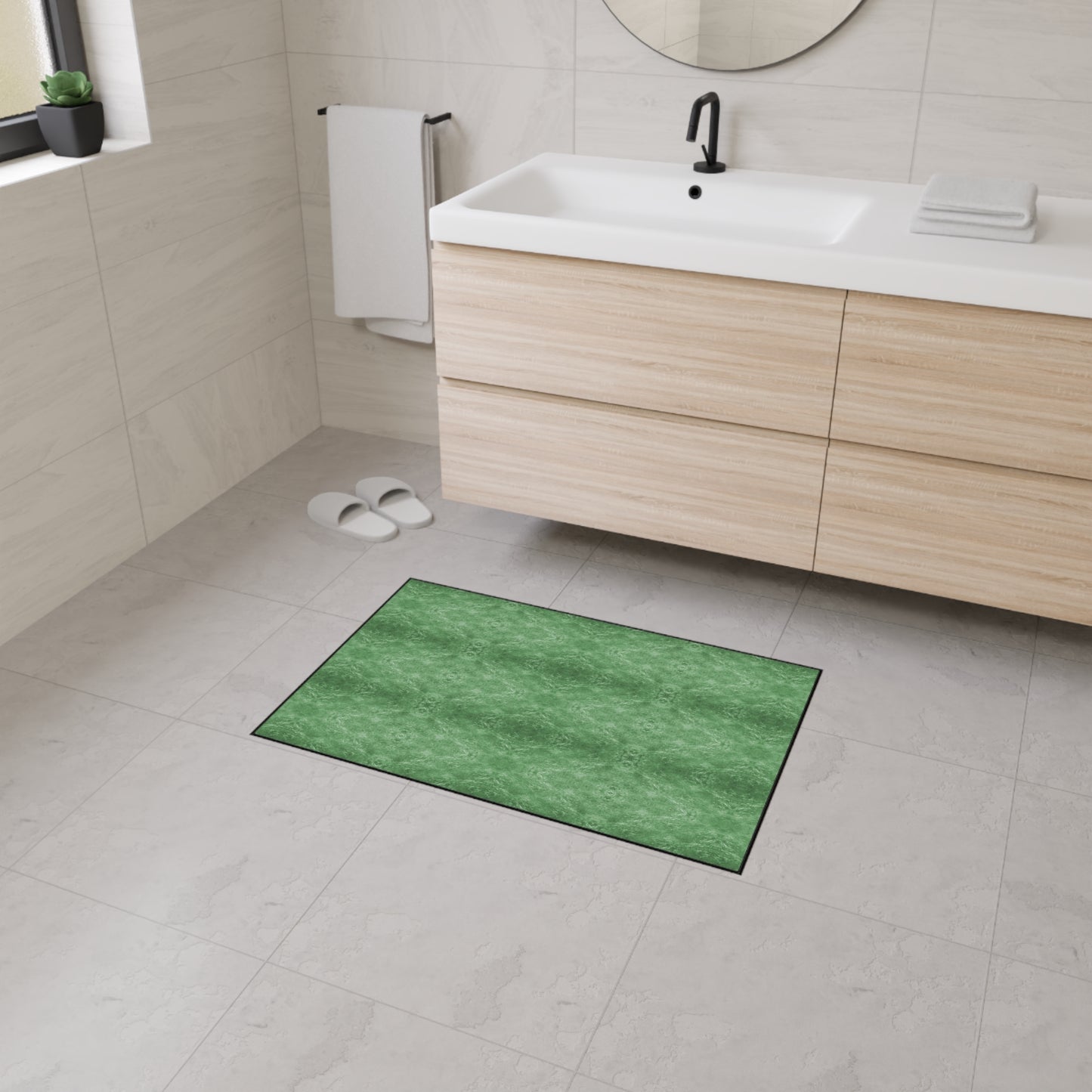 Green Textured Heavy-Duty Floor Mat — Durable Indoor/Outdoor Entry Rug