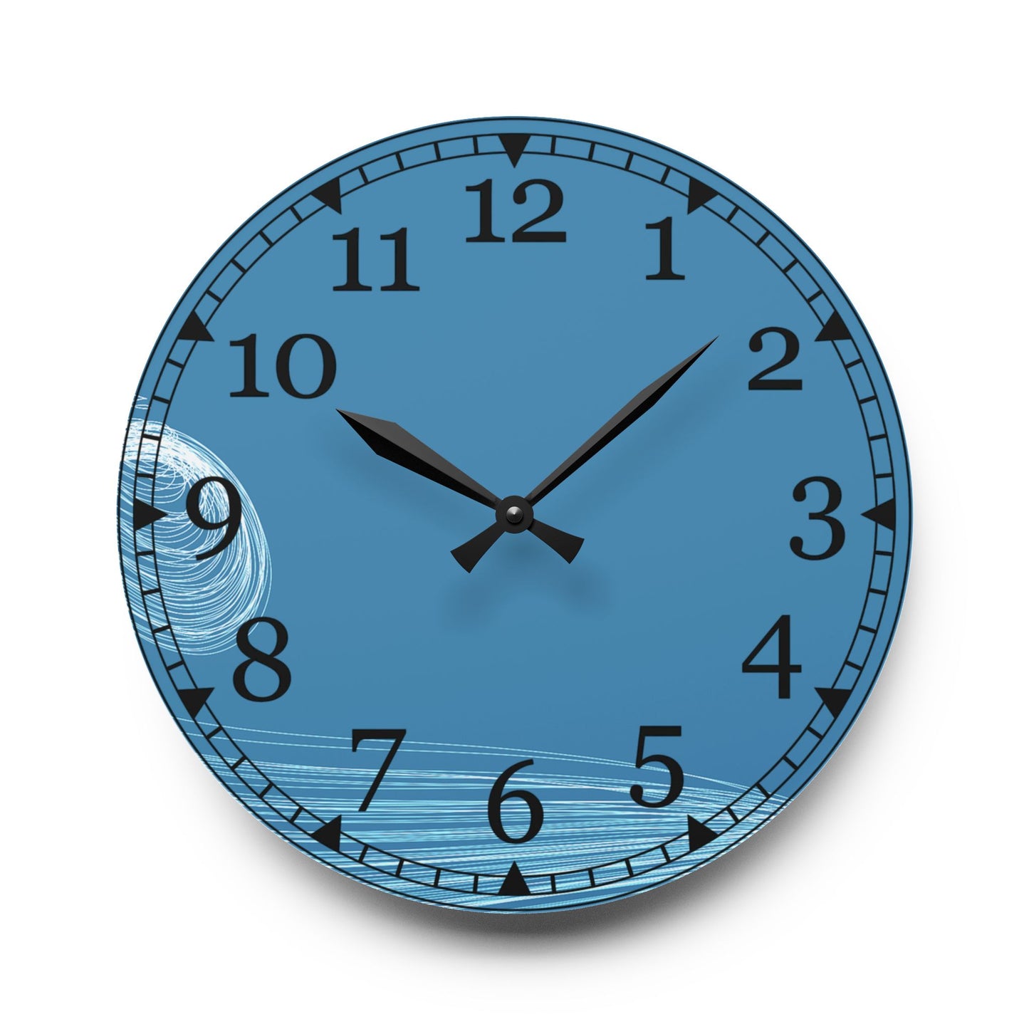 Blue Wave Acrylic Wall Clock — Modern Coastal Home Decor