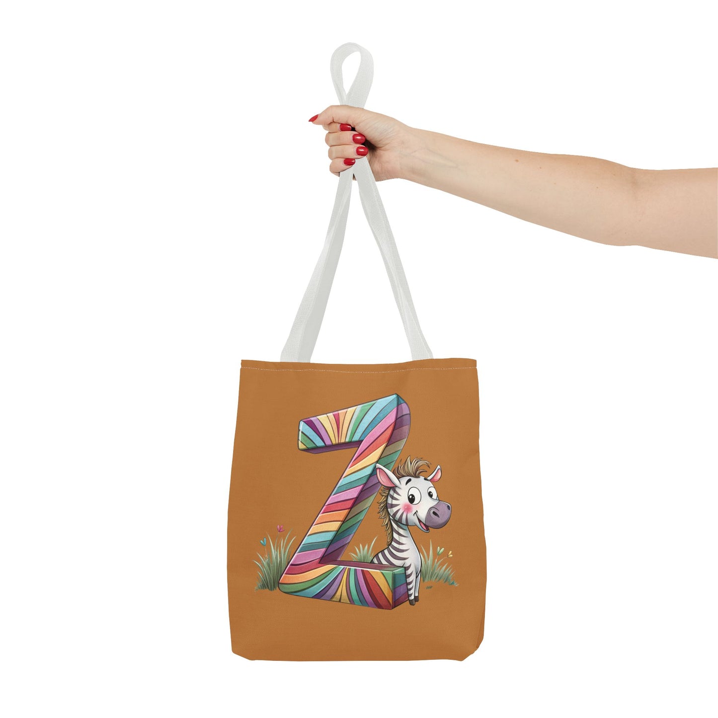 Colorful Zebra Initial Tote Bag, Kids' Backpack, Fun Reusable Shopping Bag, Cute Gift for Animal Lovers, Eco-Friendly, Alphabet Design
